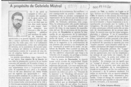 A propósito de Gabriela Mistral  [artículo] Carlos Jorquera Alvarez.