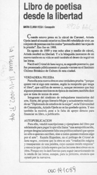 Libro de poetisa desde la libertad  [artículo] María Eliana Vega.