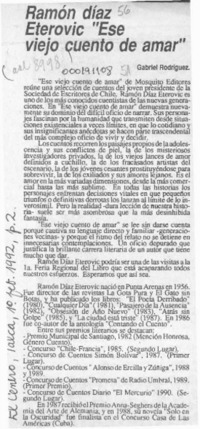 Ramón Díaz Eterovic "Ese viejo cuento de amar"  [artículo] Gabriel Rodríguez.