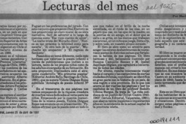 Lecturas del mes  [artículo] Marino Muñoz Lagos.