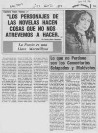"Los personajes de las novelas hacen cosas que no nos atrevemos a hacer"