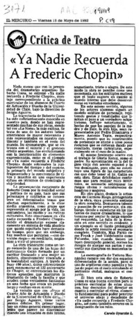 "Ya nadie recuerda a Frederic Chopin"  [artículo] Carola Oyarzún.