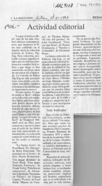 Actividad Editorial  [artículo].