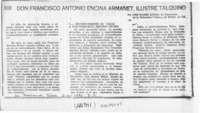 Don Francisco Antonio Encina Armanet, ilustre talquino  [artículo] Luis Flores Sierra.