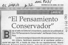 "El pensamiento conservador"  [artículo] V. G. B.