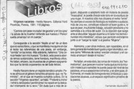 Vírgenes vacantes  [artículo] Fernando Quilodrán.