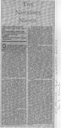 Tres narradores nuevos  [artículo] Ignacio Valente.