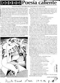 Poesía caliente  [artículo] Jaime Valdivieso.