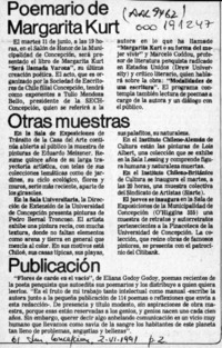 Poemario de Margarita Kurt  [artículo].