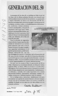 Generación del 50  [artículo] Carlos Orellana.