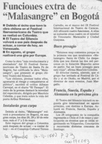 Funciones extra de "Malasangre" en Bogotá  [artículo].