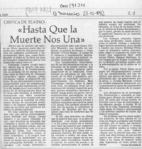 "Hasta que la muerte nos una"  [artículo] Carola Oyarzún L.