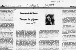 Tiempo de pájaros  [artículo] Sara Vial.