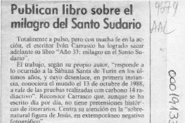 Publican libro sobre el milagro del Santo Sudario  [artículo].