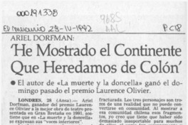 Ariel Dorfman, "He mostrado el continente que heredamos de Colón"  [artículo].