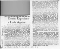 Bonitas expresiones a Lucía Aguirre  [artículo].