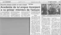 Academia de la Lengua incorporó a su primer miembro de Temuco  [artículo].