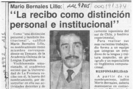 "La recibo como distinción personal e institucional"  [artículo].