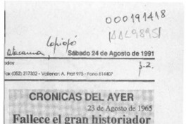 Fallece el gran historiador Francisco Antonio Encina  [artículo].