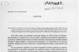 Eduardo Cavieres Figueroa, "Comercio chileno y comerciantes ingleses 1820-1880"  [artículo] Juan Ricardo Couyoumdjian.