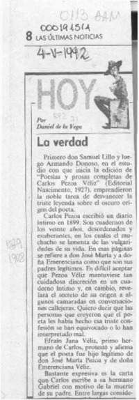 La verdad  [artículo] Daniel de la Vega.