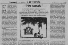 "Vox Tatuada"  [artículo] Gustavo Jiménez [y] Arturo Montes.