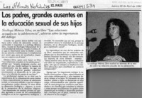 Los padres, grandes ausentes en la educación sexual de sus hijos  [artículo].
