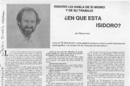 En qué está Isidoro?  [artículo] Marcos Levy.