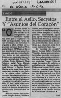 Entre el asilo, secretos y "Asuntos del corazón"  [artículo] GAE.