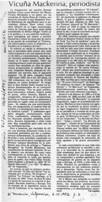 Vicuña Mackenna, periodista  [artículo] Tito Castillo.