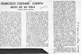Francisco Coloane cuenta algo de su vida  [artículo] Wellington Rojas Valdebenito.