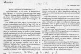 Ensayo sobre Andrés Bello  [artículo] Abelardo Troy.