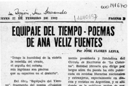 Equipaje del tiempo, poemas de Ana Véliz Fuentes  [artículo] José Flores Leiva.