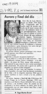 Aurora y final del día  [artículo] Hugo Montes Brunet.