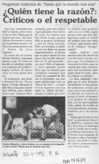 Quién tiene la razón? críticos o el respetable  [artículo].