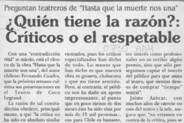 Quién tiene la razón? críticos o el respetable  [artículo].