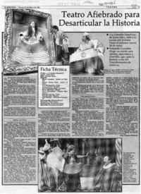 Teatro afiebrado para desarticular la historia  [artículo] Juan Antonio Muñoz H.