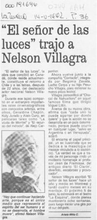 "El Señor de las luces" trajo a Nelson Villagra  [artículo].