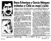 Bryce Echenique y García Márquez invitados a Chile en mayo y junio  [artículo].