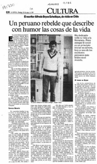 Un peruano rebelde que describe con humor las cosas de la vida  [artículo] Alejandra Gajardo.