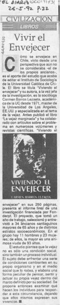 Vivir el envejecer  [artículo].