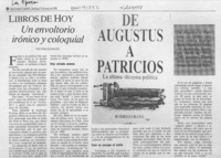 Libros de hoy  [artículo] Victor Fuentes.