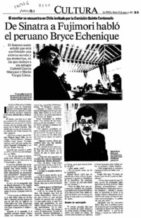 De Sinatra a Fujimori habló el peruano Bryce Echenique  [artículo] Alejandra Gajardo.