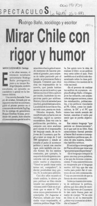 Mirar Chile con rigor y humor  [artículo] María Eugenia Meza.