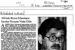 Alfredo Bryce Echenique, escritor peruano visita Chile  [artículo].
