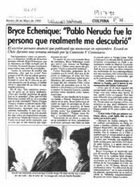 Bryce Echenique, "Pablo Neruda fue la persona que realmente me descubrió"  [artículo].