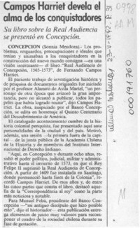 Campos Harriet devela el alma de los conquistadores  [artículo] Sonnia Mendoza.