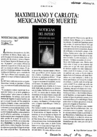 Maximiliano y Carlota, mexicanos de muerte  [artículo] Jorge Marchant Lazcano.