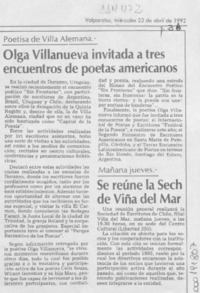 Olga Villanueva invitada a tres encuentros de poetas americanos  [artículo].
