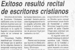 Exitoso resultó recital de escritores cristianos  [artículo].